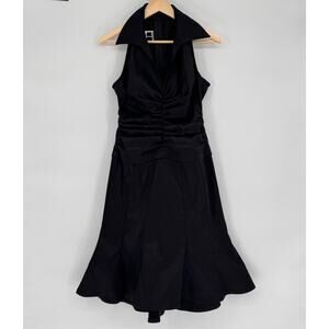 Tadashi Shoji VTG Ruched Bodice Tuxedo Dress Sz 6 Cocktail Gothic Glam Prom